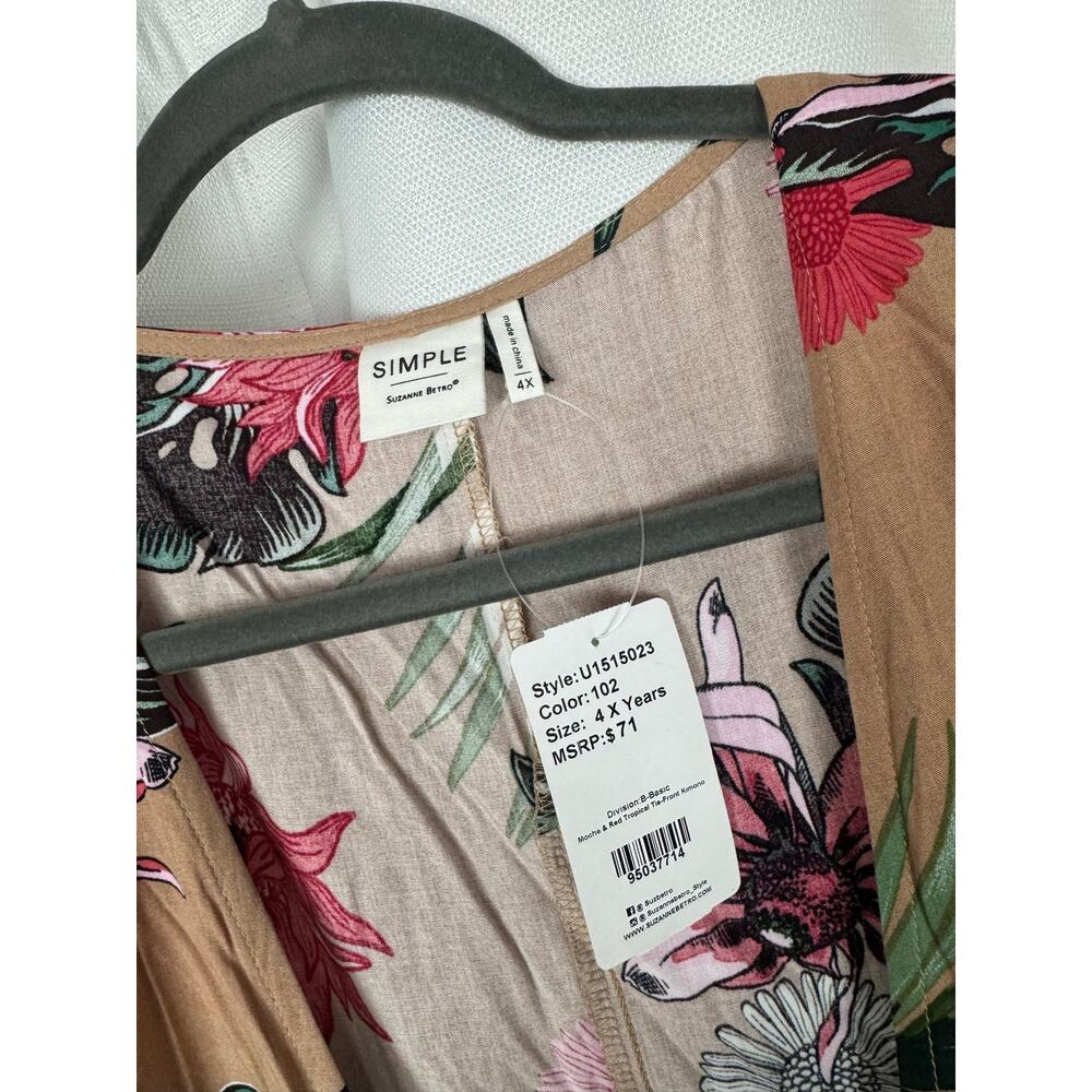 Simple Suzanne Betro Floral Kimono Boho Tropical Bell Sleeve 4X - Picture 6 of 7
